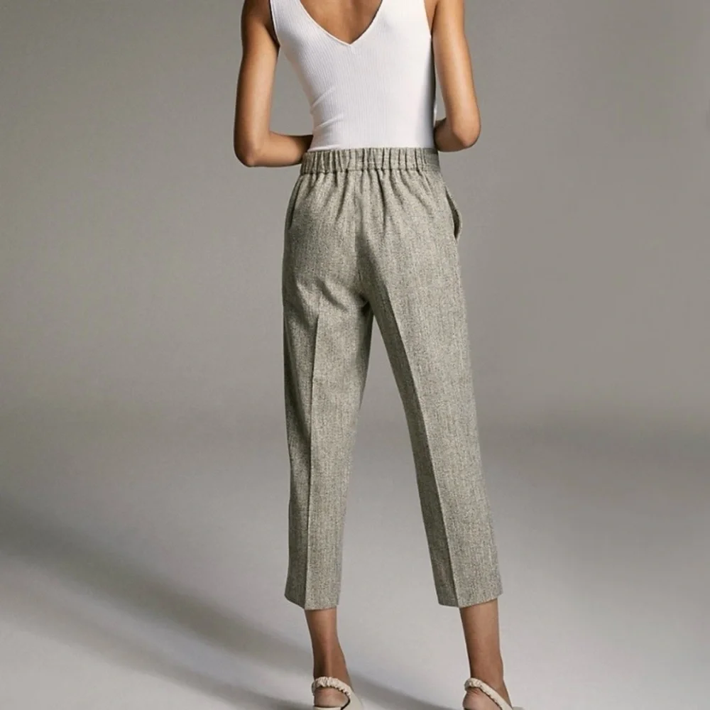 Aritzia Babaton Conan Pant Speckled Tweed Cotton Wool Silk Blend Crop Trouser 2